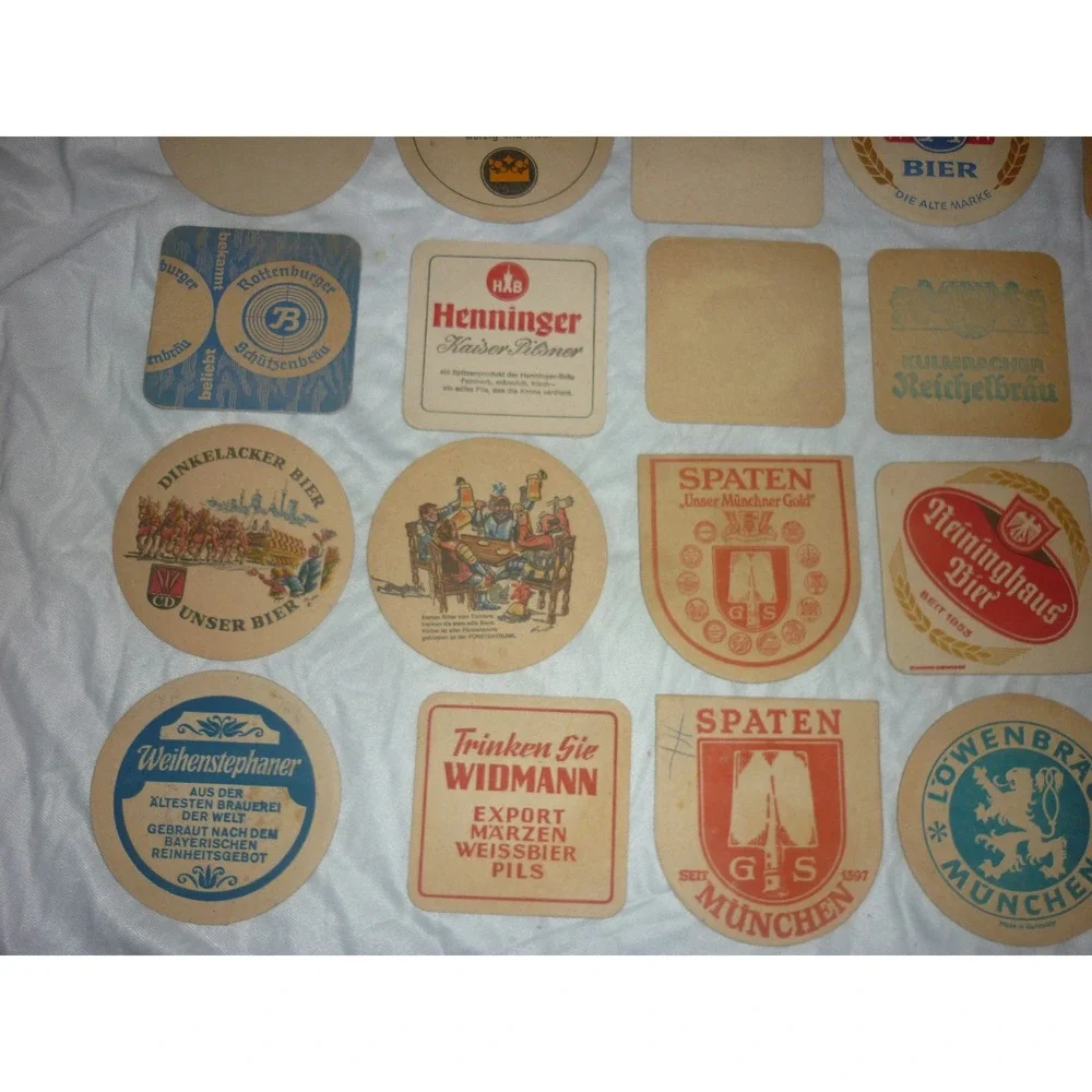 Vintage German Beer Coaster Lot 25pc Heineken Hofbrauhaus Spaten Bar
